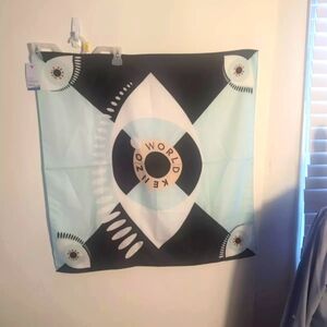 KENZO WORLD SCARF SQUARE POLYESTER PERFUMES ABSTRACT EYE DESIGN